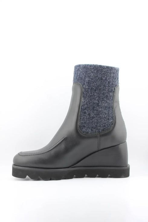 Unisa Leather Ankle Boot with Knit Cuff