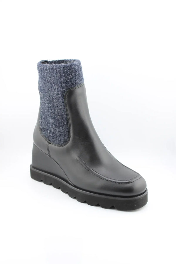 Unisa Leather Ankle Boot with Knit Cuff
