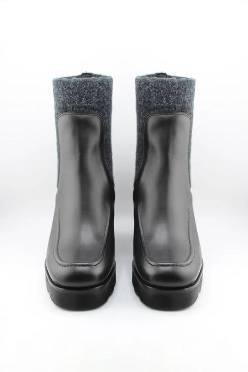 Unisa Leather Ankle Boot with Knit Cuff