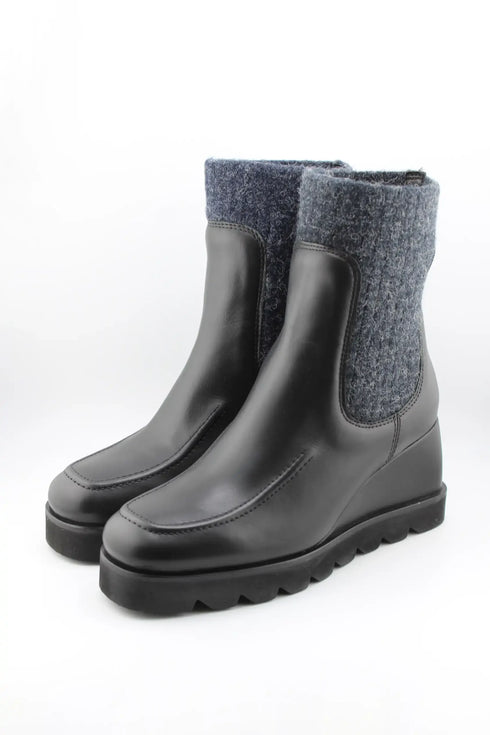 Unisa Leather Ankle Boot with Knit Cuff