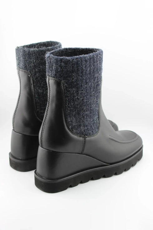 Unisa Leather Ankle Boot with Knit Cuff