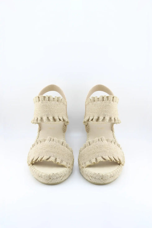 Juncal Aguirre Espadrille Wedge Sandals with Textured Dual Straps