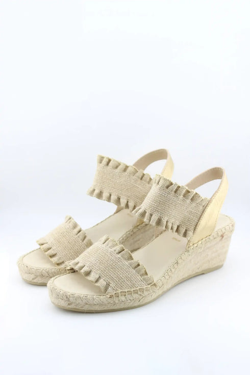 Juncal Aguirre Espadrille Wedge Sandals with Textured Dual Straps