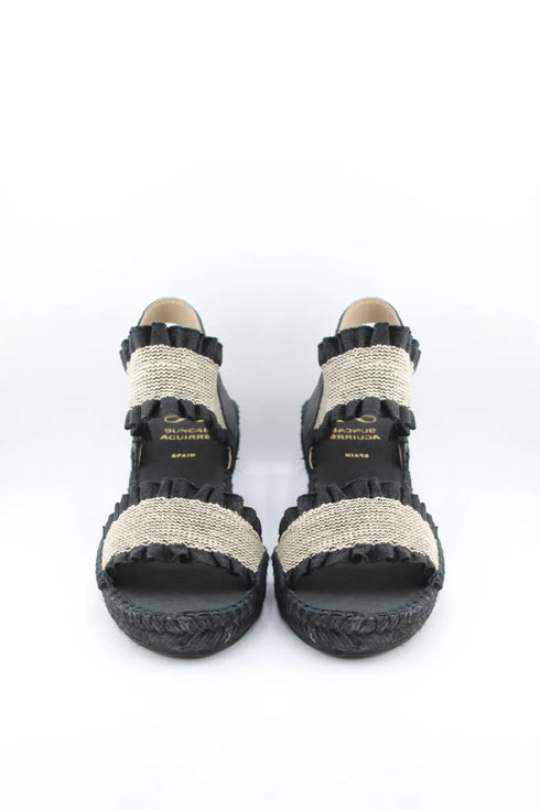 Juncal Aguirre Espadrille Wedge Sandals with Textured Dual Straps