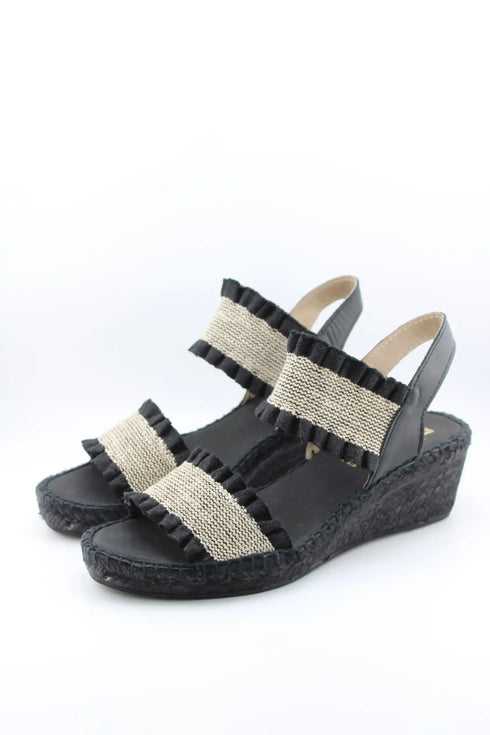 Juncal Aguirre Espadrille Wedge Sandals with Textured Dual Straps