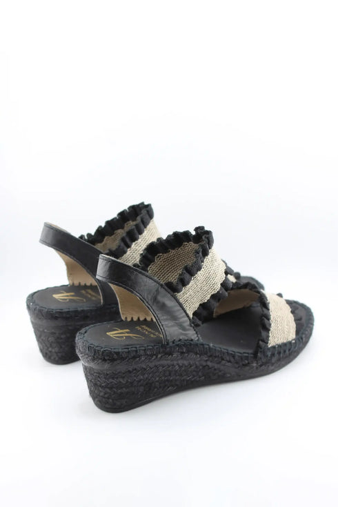 Juncal Aguirre Espadrille Wedge Sandals with Textured Dual Straps