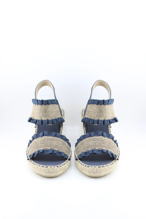 Juncal Aguirre Espadrille Wedge Sandals with Textured Dual Straps
