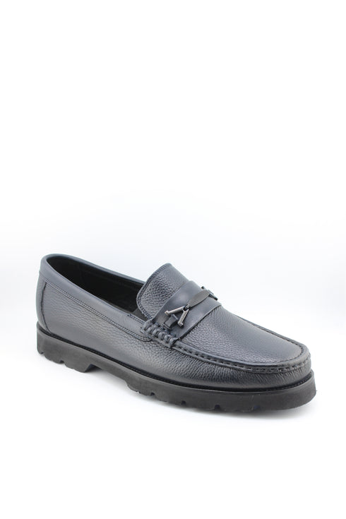 DFC Relax Men Pebbled Leather Loafer with Metal Accent