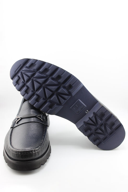 DFC Relax Men Pebbled Leather Loafer with Metal Accent