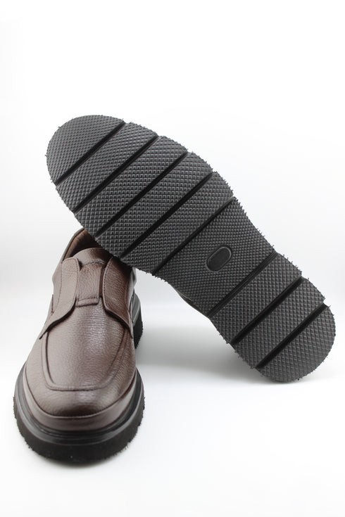 DFC Relax Men Textured Leather Slip-On Loafers