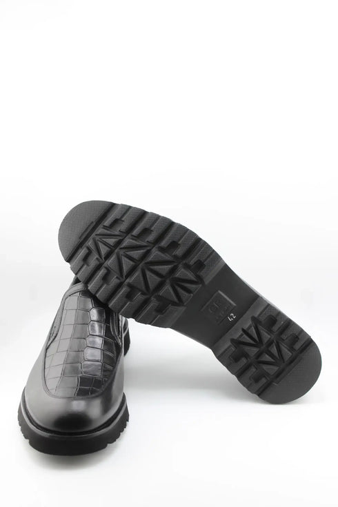 DFC Relax Men Embossed Slip-On Loafers with Textured Panels