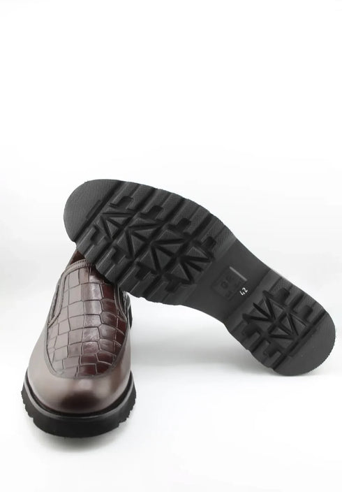 DFC Relax Men Embossed Slip-On Loafers with Textured Panels