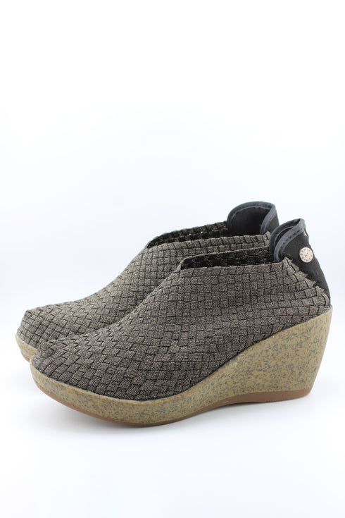Bernie Mev Woven Elastic Wedge Ankle Shoe