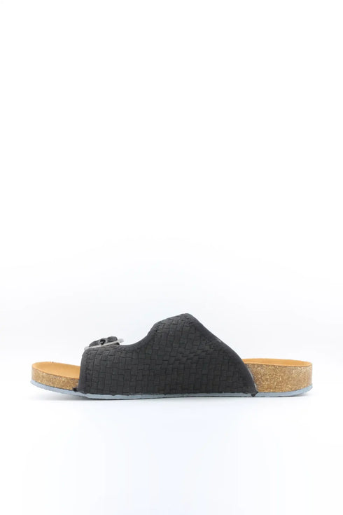 Bernie Mev Woven Slide Sandals with Double Buckles