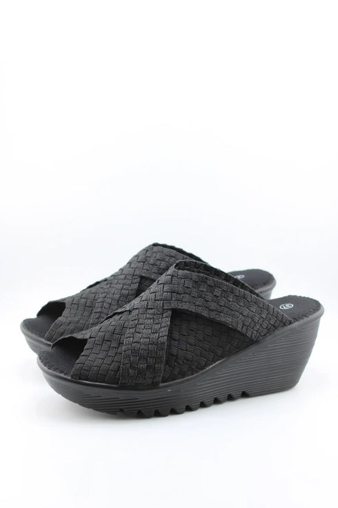 Bernie Mev Crisscross Woven Comfort Wedge Slide