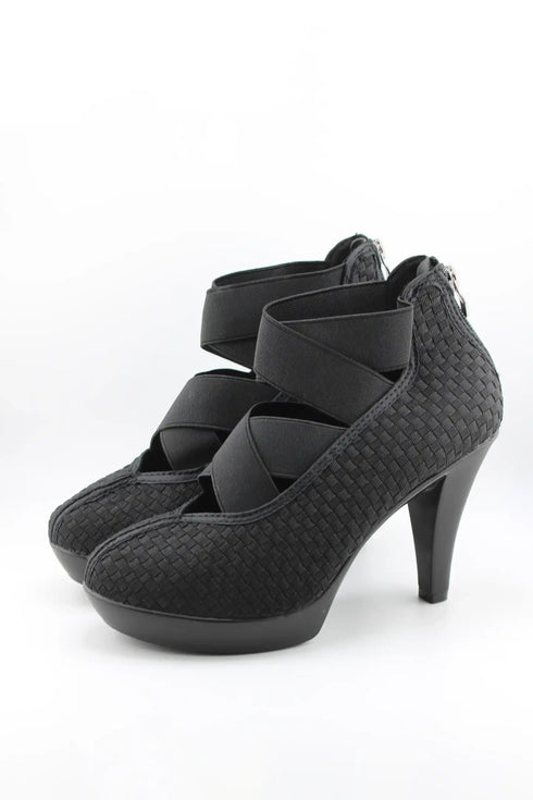 Bernie Mev Woven Crisscross Strap High Heel