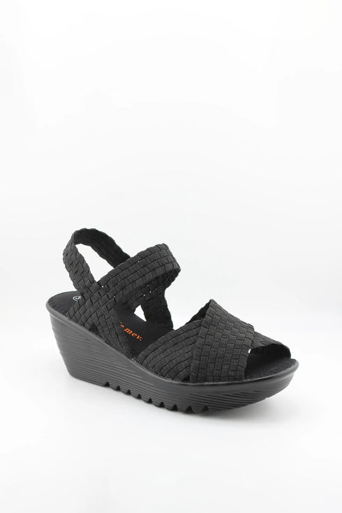 Bernie Mev Woven Elastic Wedge Sandals