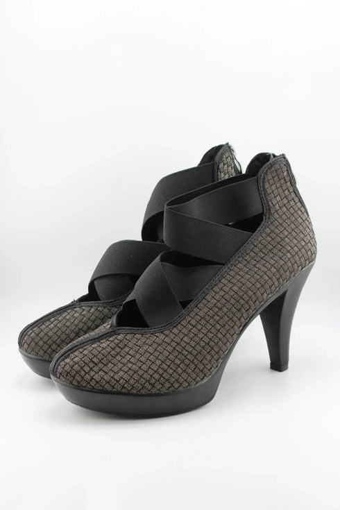 Bernie Mev Woven Crisscross Strap High Heel
