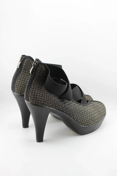 Bernie Mev Woven Crisscross Strap High Heel