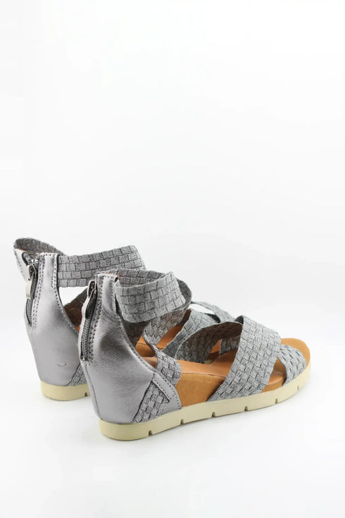 Bernie Mev Woven Strap Ankle Wedge Sandals
