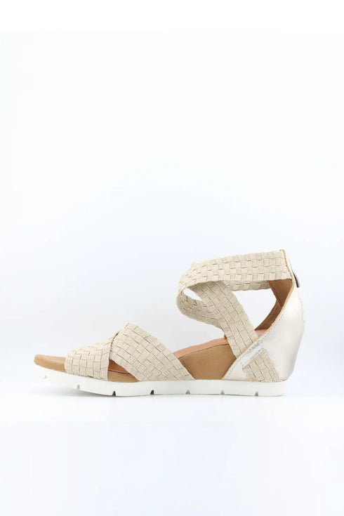 Bernie Mev Woven Strap Ankle Wedge Sandals