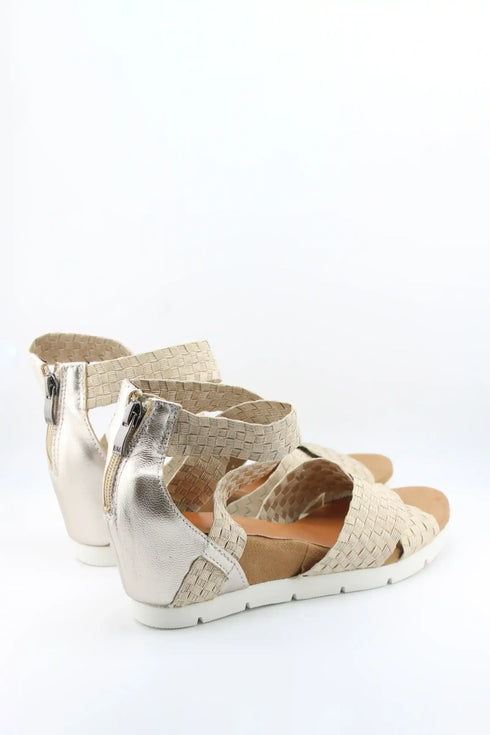 Bernie Mev Woven Strap Ankle Wedge Sandals