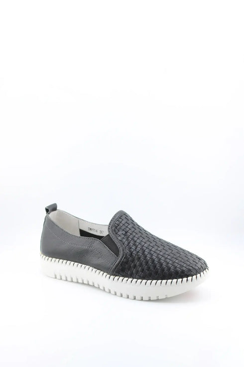 Bernie Mev Woven Slip-On Loafers with Textured Sole