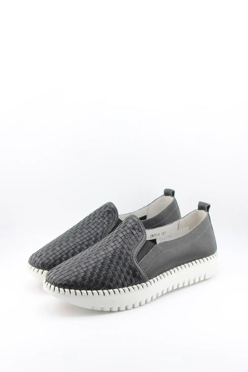 Bernie Mev Woven Slip-On Loafers with Textured Sole