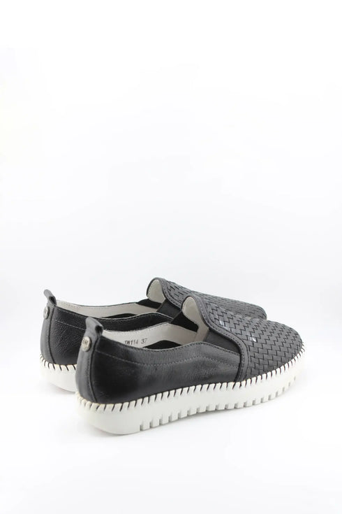 Bernie Mev Woven Slip-On Loafers with Textured Sole