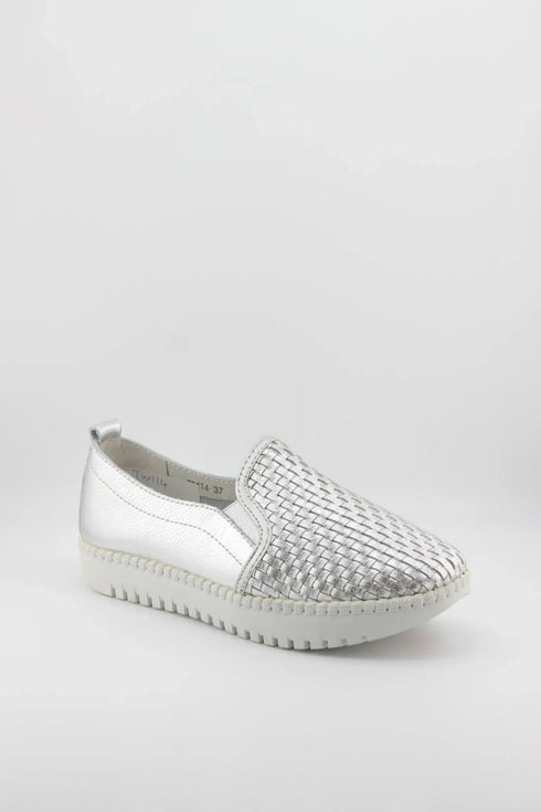 Bernie Mev Woven Slip-On Loafers with Textured Sole