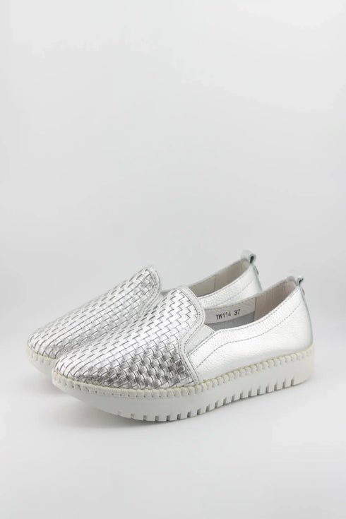 Bernie Mev Woven Slip-On Loafers with Textured Sole