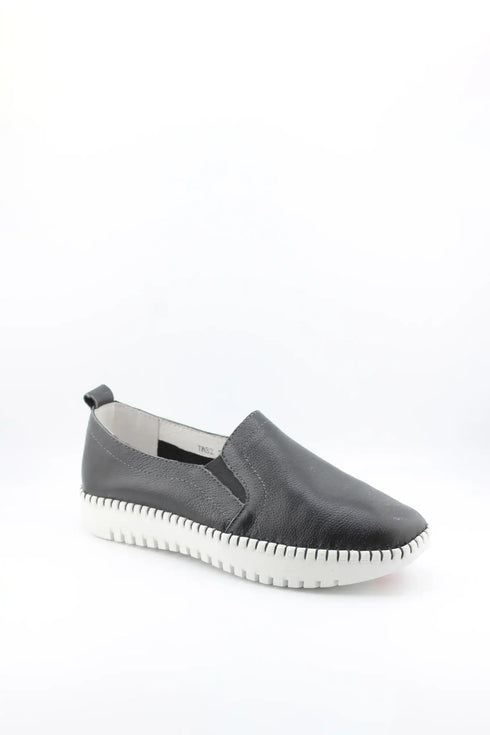 Bernie Mev Leather Slip-On Shoe with Textured Sole