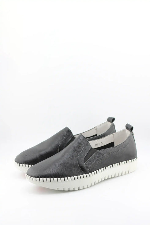 Bernie Mev Leather Slip-On Shoe with Textured Sole