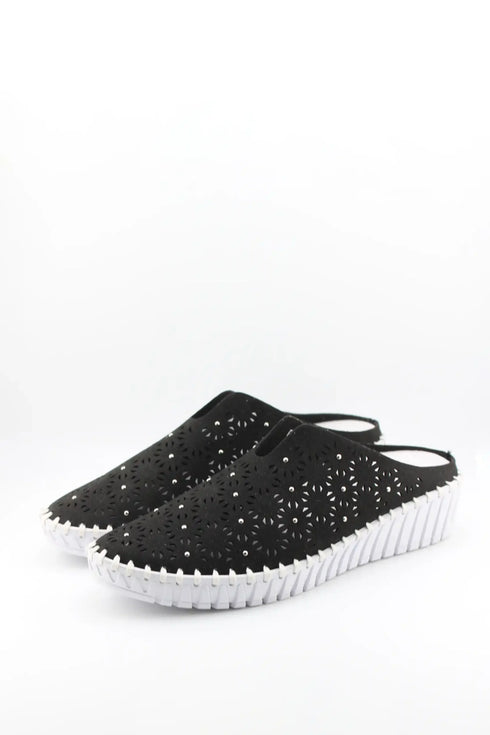 Bernie Mev Perforated Slip-On Clog with Wedge