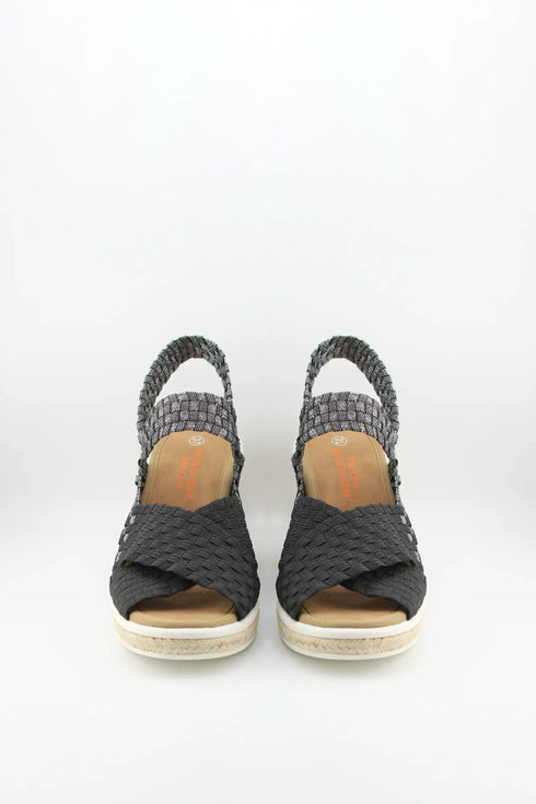 Bernie Mev Elastic Woven Espadrille Wedge with Criss-Cross Straps