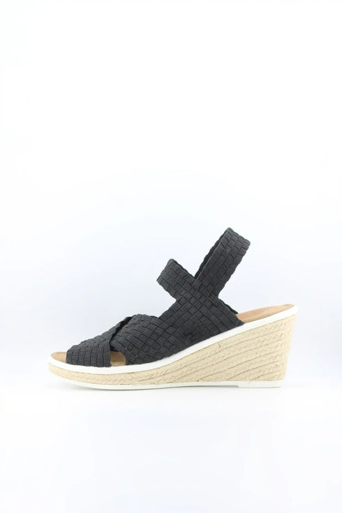Bernie Mev Elastic Woven Espadrille Wedge with Criss-Cross Straps