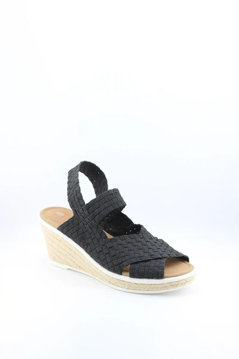 Bernie Mev Elastic Woven Espadrille Wedge with Criss-Cross Straps