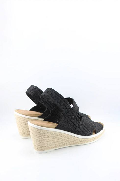 Bernie Mev Elastic Woven Espadrille Wedge with Criss-Cross Straps