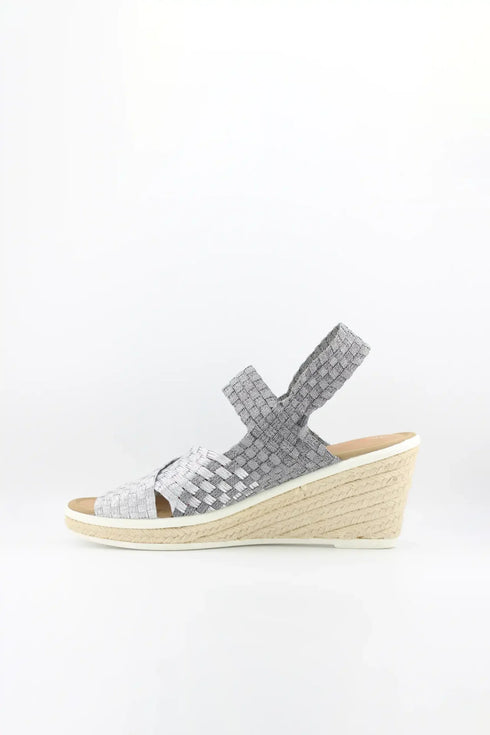 Bernie Mev Elastic Woven Espadrille Wedge with Criss-Cross Straps