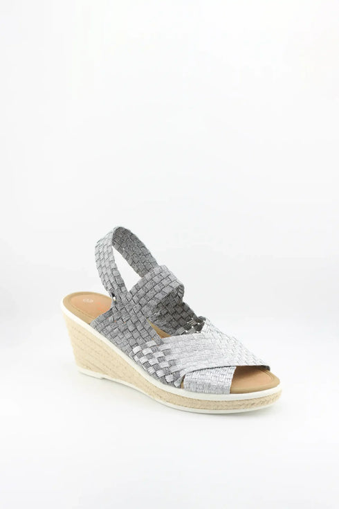 Bernie Mev Elastic Woven Espadrille Wedge with Criss-Cross Straps