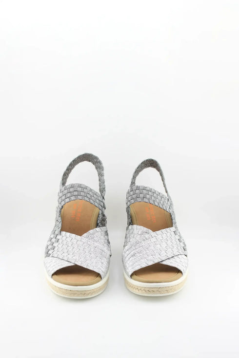 Bernie Mev Elastic Woven Espadrille Wedge with Criss-Cross Straps