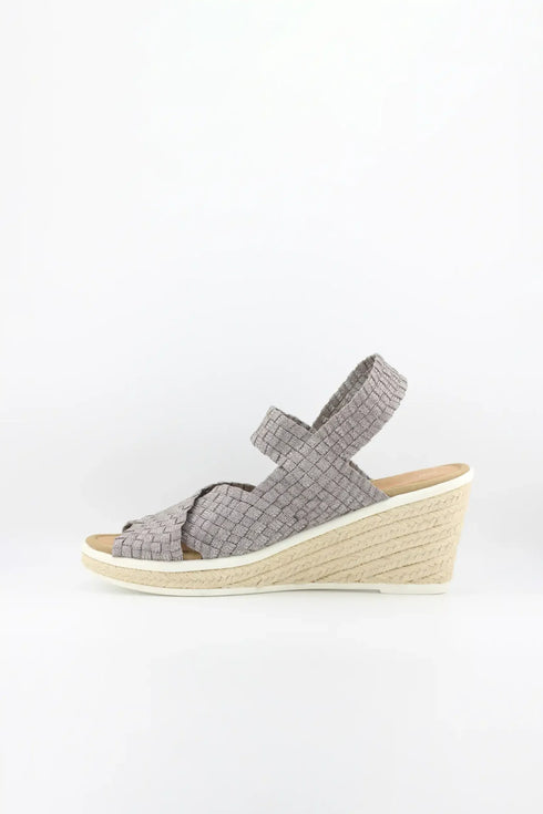 Bernie Mev Elastic Woven Espadrille Wedge with Criss-Cross Straps