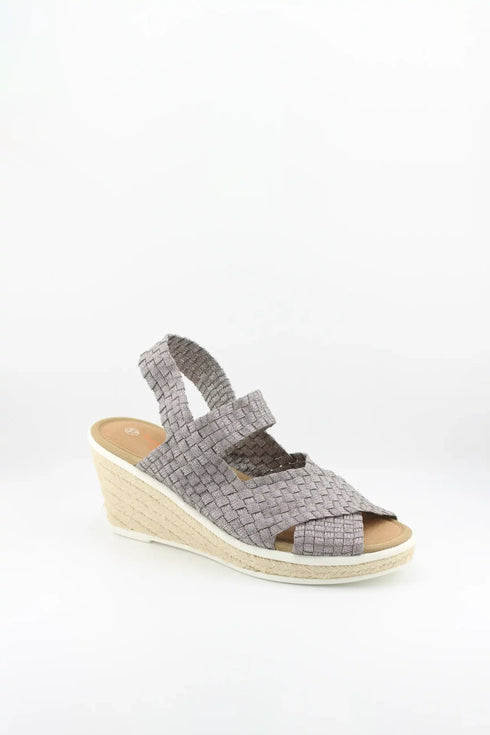 Bernie Mev Elastic Woven Espadrille Wedge with Criss-Cross Straps