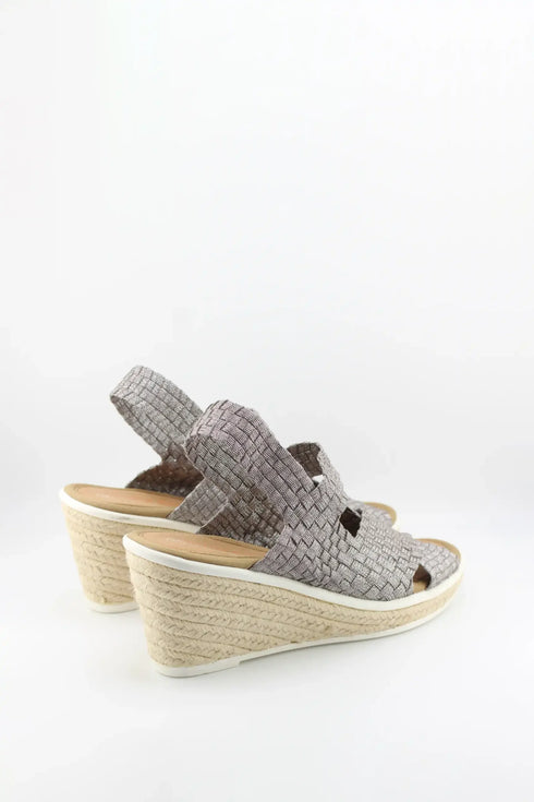Bernie Mev Elastic Woven Espadrille Wedge with Criss-Cross Straps