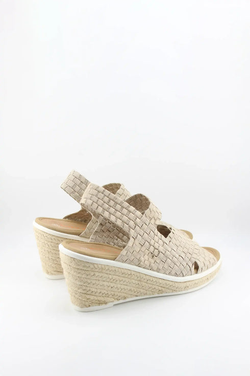 Bernie Mev Elastic Woven Espadrille Wedge with Criss-Cross Straps
