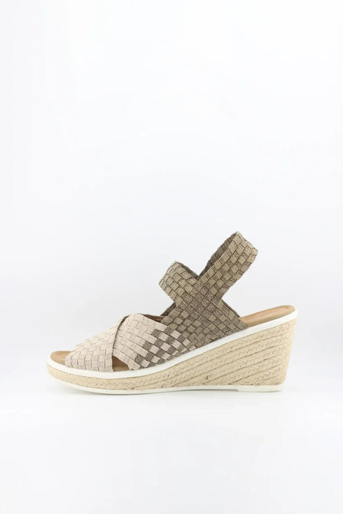 Bernie Mev Elastic Woven Espadrille Wedge with Criss-Cross Straps