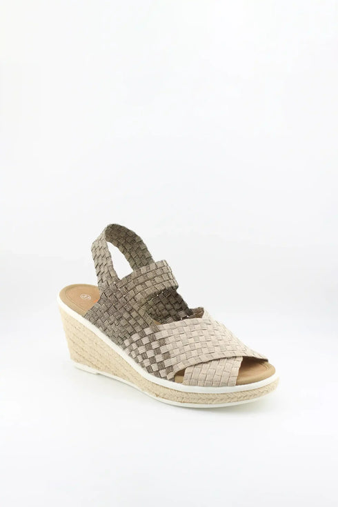 Bernie Mev Elastic Woven Espadrille Wedge with Criss-Cross Straps