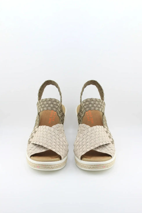 Bernie Mev Elastic Woven Espadrille Wedge with Criss-Cross Straps