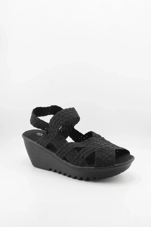 Bernie Mev Elastic Woven Ankle Strap Wedge Sandal