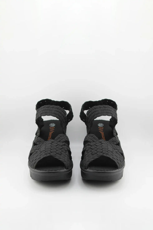 Bernie Mev Elastic Woven Ankle Strap Wedge Sandal